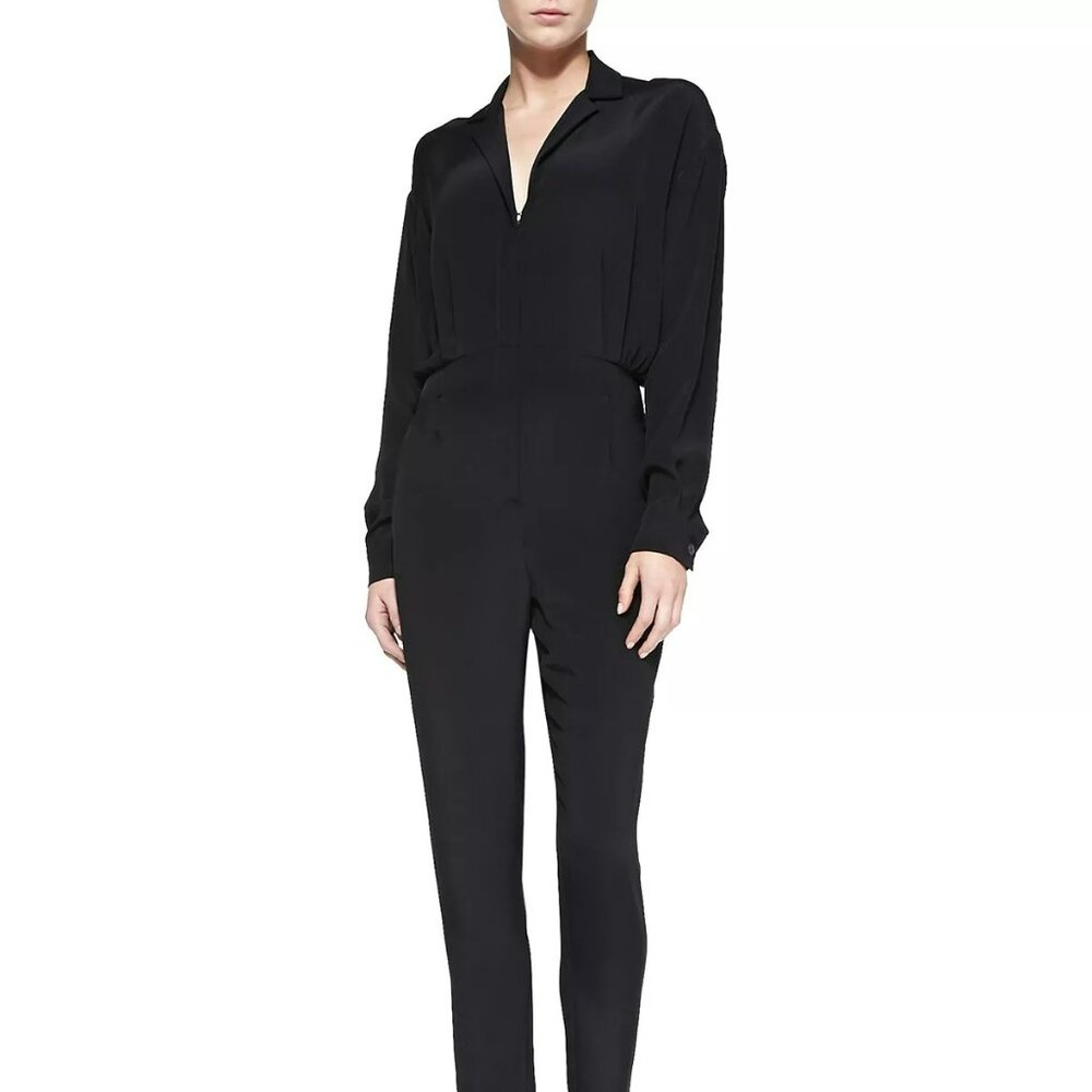 NWPT Tamara Mellon Black Long Sleeve Cropped Jumpsuit.  SZ 2
